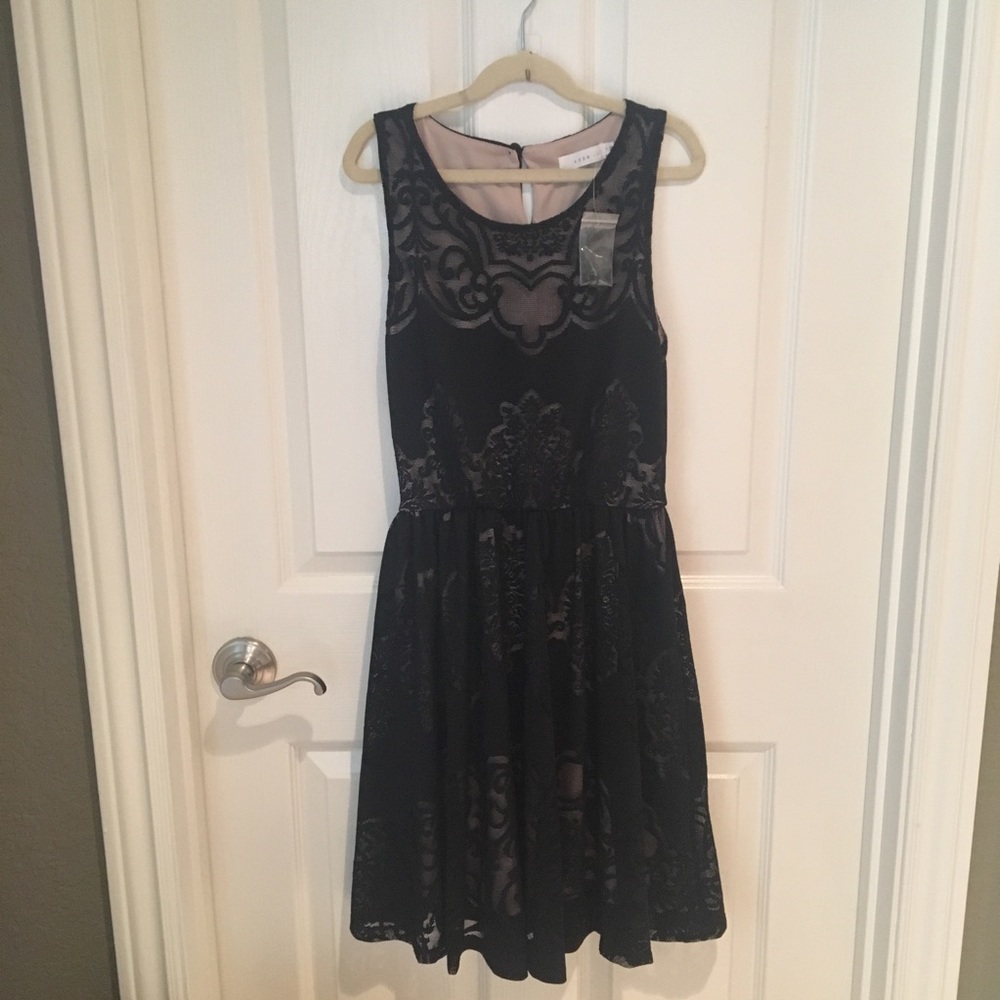 Nordstrom Black Lace Dress with Nude Lining
